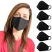 comfso Cloth Face Masks Cotton with Nose Bridge Wire for Girls Boys Men Women Pack of 5 Black