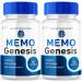 (2 Pack) Memo Genesis Capsules Official Memogenesis Brain Health Support Pills with All Natural Ingredients Advanced Brain Energy Supplement with Max Strength Vitamins for Women & Men (120 Capsules)