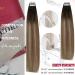 Moresoo 24 Inch Tape in Human Hair Extensions Brown Ombre Dark Brown to Golden Brown with Blonde Highlights #4/10/16 - 20 Pieces/50g - Buy Online on GoSupps.com