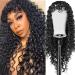 Deep Curly Wigs for Black Women Long Afro Curly Wig With Bangs,High Density Natural Black Color Layered Synthetic Full Wigs (24inch, 1B) 24 Inch (Pack of 1) 1B