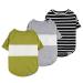 Fitwarm 3 Pack Color Block Striped Dog Shirt Summer Dog Clothes for Small Dogs Breathable Lightweight Pet Tshirt with Sleeves Cat Outfit Oliver Green Grey Black Medium Medium Green-Grey-Black