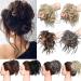 Messy Hair Bun Chignons Synthetic Hair Extensions Wavy Donut Updo Scrunchy Curly Hairpieces Light Auburn to Brown