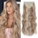 VD115BD Clip-In Hair Extensions Blonde Like Real Hair Cheap Hairpieces 4 Kit 11 Clips for Women Long Curls Synthetic Hair Wavy Extension 50 cm