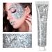 Body Glitter Gel  Eye Face Glitter Makeup Sequins Liquid Nail Glitter Eyeshadow  Cosmetic Laser Powder for Christmas Party Rave Accessories Chunky Glitter Gel for Lip Hair Makeup Silver