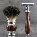 Men's Maroon Shaving Set - DE Safety Razor & Black Badger Hair Brush with Dual Stand for Razor & Brush | International Shipping Available - Buy Online on GoSupps.com