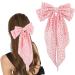 Wllhyf hair clips with a big bow long cock French band hairpins soft silky satin-haired spange metal arch node clips of the 90s for women girls (style 2 pink)