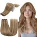 Runatur treat real hair extensions brown highlight blond 55cm long real hair real hair density for sewing bruan blond human hair real hair #10/16 55cm 2-trusts #10/16