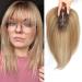 Hair Toppers for Women Real Human Hair Toppers Hair Pieces for Women with Thinning Hair Human Hair Toppers with Bangs Clip in Hair Extensions Ombre Ash Blonde with Dark Roots