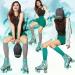 JajaHoho Mint Green Holographic High Top Roller Skates for Women - US 6 | Double-Row Four Wheels Quad Skates for Girls (Ages 8-50) - Buy Online on GoSupps.com