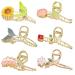 6 Pcs Flower Metal Hair Claw Clips Large Tulip Hair Claw Nonslip Hair Barrettes Strong Hold Hair Clamps Fashion Hair Accessories for Woman and Girls With Long Thick Thin Curly Hair