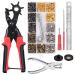 CAMWAY Leather Hole Punch,6Size Revolving Punch Plier Kit Leather Punches Belt Hole Puncher + 240 Set Leather Rivets Double Cap Rivet Hole Puncher for Crafting,Dog Collars,Shoes,Fabric,Paper DIY Leather Hole Punch+ 240 Set Leather Rivets