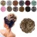 GIRLSHOW Elastic Wave Curly Hair Buns Chignons Hair Scrunchy Extensions Wrap Ponytail Updos Tousled Bun Hairpieces for Women Girls (Ash Blonde & Medium Golden Brown Mixed -60)