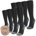 Compression Socks Women & Men 20-30 mmHg Bas de Compression Stockings Femme Homme Knee High for Running Travel B11-(4 Pairs) Black With Slate Gray and Black With Egyptian Blue Large-X-Large