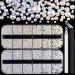 2700 Pcs Flat Back Pearls Kits 1 Box of Flatback White AB+1 Box of Beige AB Half Round Pearls with Pickup Pencil and Tweezer for Home DIY and Professional Nail Art  Face Makeup and Craft 01-whiteAB+beigeAB