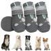 Eyin dog shoes Paw protection 4 pieces breathable dog shoes with a non-slip sole and reflective Velcro fastener for small medium and large dogs sports outdoors dark gray size 4 size 4: width 5.2 cm J-dark gray breathing active (4 pieces)