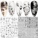 10 Sheets Spring Flower Nail Art Stickers Decals Self-Adhesive Pegatinas Uas Black White Blossom Nail Supplies Nail Art Design Decoration Accessories Flowers