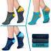 3 Pairs Unisex Non Slip Grip Socks for Yoga, Hospital, Pilates, Barre | Ankle Cushioned - Dark Blue Green - Small-Medium - Buy Online on GoSupps.com