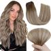 Easyouth Clip in Real Hair Extensions 18 Inch 5Pcs 70g Double Weft Clip Hair Dark Brown to Light Brown and Medium Blonde Ombre Clip in Human Hair Extensions Natural Soft 18" 2-5Pcs Clip #3/8/22
