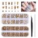 3120 Pcs Flatback Nail Art Rhinestone Crystal for Nails EBANKU Multi Shapes Gems Nail Stones Beads AB Nail Rhinestone for Craft Nail Face Shoes Jewels Champagne gold
