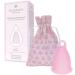 Selenacare menstrual cup Premium - washable period cup made of medical silicone - with cleaning container and storage bag made of cotton pink size S (21ml) pink 1 piece (1 Pack)