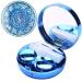 Contact Lens Case, Bling Stars Colored Portable Cute Eye Contact Lense Remover Tool with Mirror for Teen Girls Women Travel Carry Blue