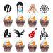 Arthsdite 24Pcs Horror Wednesday Addams Cupcake Toppers Thing Hand Black Eagle I Hate People Cobweb Castle Girl Addams Family Cupcake Picks for Fantasy Wednesday Birthday Party Cake Decorations