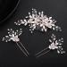 Beautiful Floral Rose Gold Wedding Hair Comb With Clear Crystal Side Bridal Comb with 2 Hair Pins  Hair Sticks