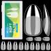Short Oval Soft Gel Nail Tips Melous 600PCS Pre Buff Full Cover Half Matte Gel x Nail Tips Clear False Fake Nails