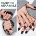GLAMERMAID Jelly Press on Nails - Black Glitter Medium Short Square Shape Galaxy False Nail Kit | 24Pcs A2-Star Night Sky - Buy Online on GoSupps.com