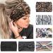 Kavya 6 PCs headband women wide elastic soft boho hair straps leopard print hair accessories yoga sport hair band multi -colored hair tires women black
