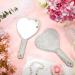 Bling Rhinestone Heart Shaped Handheld Mirror Set - Silver (2 Pcs) | Cute Decorative Cosmetic Mirrors for Women & Girls | Portable Travel Makeup Mirrors - Buy Online on GoSupps.com