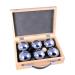 Engelhart - 010205 - Triplet Boule Balls Set - in a beautiful wooden case 2 players: 2 x 3 pieces
