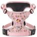 Heele dog crockery no-pull dog harness breast dishes for medium-sized dogs softly breathable-adjustable reflective dog harness anti-pull with padded handle pink s s flower pink