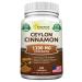 Natural Ceylon Cinnamon 1200mg - 120 Capsules  True Cinnamon from Sri Lanka  Extract Supplement Pills Promotes Heart Health