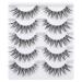 Lanflower Eyelashes Natural Look Clear Band Cat Eye Lashes Wispy Tapered End False Lashes Pack 5 Pairs B-14MM Cat Eye