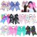 10PCS Cheer Bows for Girls 8Inch Large Hair Bows Elastic Hair Tie Hair Bands Cheerleading Bows Ponytail Holder for Baby Girls School Colleage Teens Senior Cheerleader