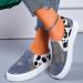 Ladies Fashion Canvas Colorblock Cow Print Casual Shoes - Restricted 6.5 Blue - Buy Online on GoSupps.com