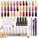 Clou Beaute 18 Colors 20 Pcs Gel Nail Polish Kit-Cozy Campfire Collection Fall Winter Orange Yellow Green Gel Nail Polish Soak Off Nail Lamp Base Top Coat 8ml Gel Nail Kit Nails Manicure Gifts for Women S22-07 CB-S22-07