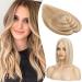 S-noilite Hair Toppers Human Hair for Thinning Hair Women Real Hair Topper Hair Piece Clip in Hair Topper Silk Base 100% Remy Real Human Hair 44g(#12/613 Golden Brown and Bleach Blonde 14 Inch) 14 Inch Golden Brown and Bleach Blonde