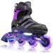 2PM SPORTS Girls Adjustable Inline Skates, Fun Roller for Kids, Beginner Fun Illuminating Skates for Boys and Girls, Men and Ladies Large , Youth - Purple