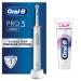 Oral-B Pro 3 Electric Toothbrushes For Adults Bundle Gifts For Women / Him 1 Toothbrush Head With Charcoal Infused Bristles + Sensitivity & Gum Calm Toothpaste 3800 White White Without extra refills