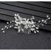 Silver Flower Crystal Bride Wedding Hair Comb Hair Accessories with Pearl  Bridal Side Combs Headpiece for Women Girls  1 Pack with Box Package
