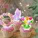 Tulips Cupcake Toppers 48Pcs Tulip Party Decorations Spring Flower Party Supplies Spring Tulips Cupcake Picks for Spring Mother's Day Decorations - Buy Online on GoSupps.com