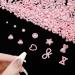 Vorey 500Pcs 3D Pink Multi Shapes Pearls Nail Charms  Mixed Heart Bowknot Star Assorted Pink Pearls Nail Beads Charms for Nail Art DIY Crafts and Jewelry Accessories