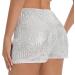 Shop Duohropke Women s Metallic Hot Pants | High Waist Sequins Glitter Shorts for Dance Disco & Carnival - XL White - Buy Online on GoSupps.com