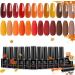 Modelones 12 Colors Builder Gel Set Fall Winter Gel Builder Glitter Red Orange Brown Hard Gel Builder Nail Strengthener Extension Gel Color Base Gel Rhinestone Builder Gel in a Bottle