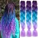Ombre braiding hair 3pack kanecalon hair braids extension jumbo braid hair extension 24 " braid box braid hair art hair hair for braiding (darkelila-seablau-helllila) 24 inch (pack of 3) db-dark purple-lake blue-light purple