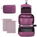 Cooja Wash Bag Hanging Toiletry Bag for Women Make up Travel Washbag with Hook & Handle 1 Makeup Toilet Bag + 2 Drawstring Bag Violet