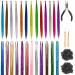 Iriisy 51 Pieces 25 Colors Feathers Hair Extensions and 2160 Strands Hair Tinsel with Tools Hair Accesories Kit Sparkling Shiny Synthetic Hair Kit with 200 Micro Ring Beads for Christmas Women Cosplay Party