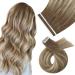 Moresoo invisible tape in extensions real hair light brown 40 cm tape extension chestnut brown with gold blonde real hair extensions tape adhesive extensions brown 10 pieces #8/22 40 cm 1. #8/22/8